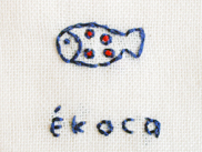 ekoca_青いさかなの手刺繍ふきん
